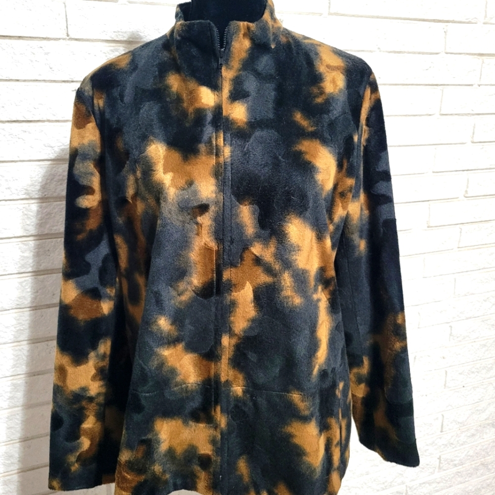 Harve Bernard Collection womens jacket sz 8 Faux Fur black & brown full zip